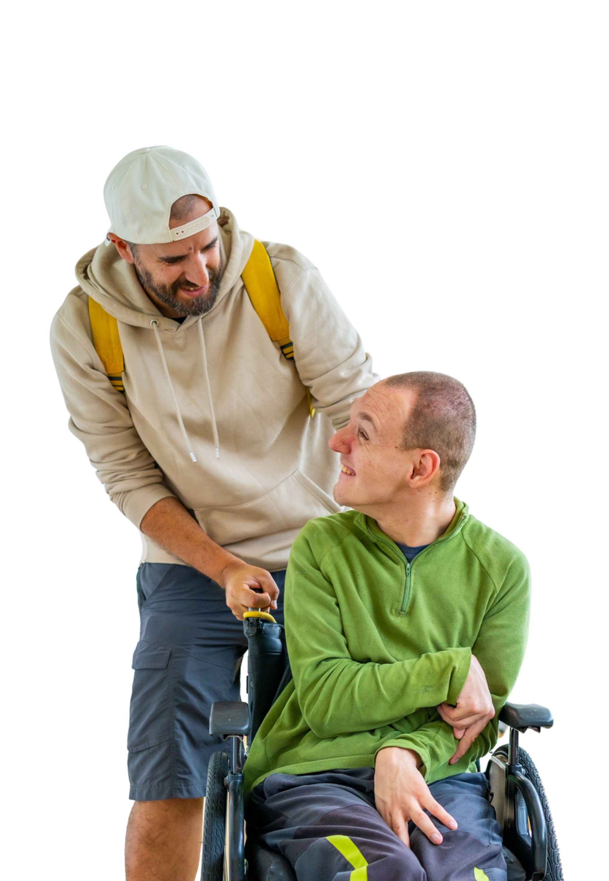 Gehandicapte jongen met begeleider